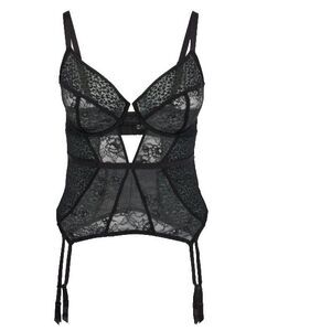 Adore Me Lynn Unlined Bustier Size 38D Black Lace Bustier